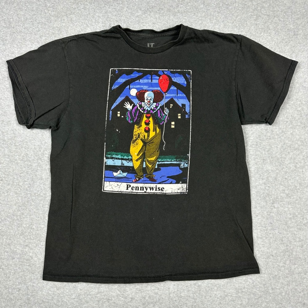 IT Pennywise The Dancing Clown Tarot Card Graphic T-Shirt Mens Large Black‎